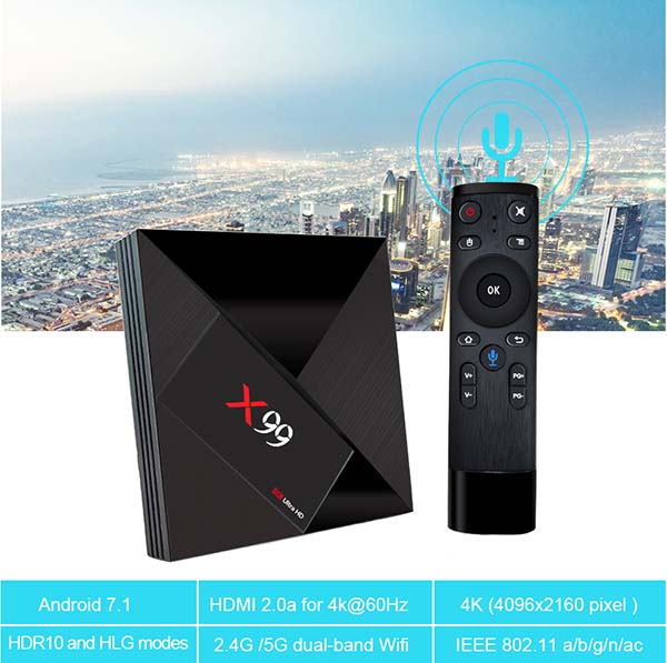 Купить X99 smart tv box с аэро пультом